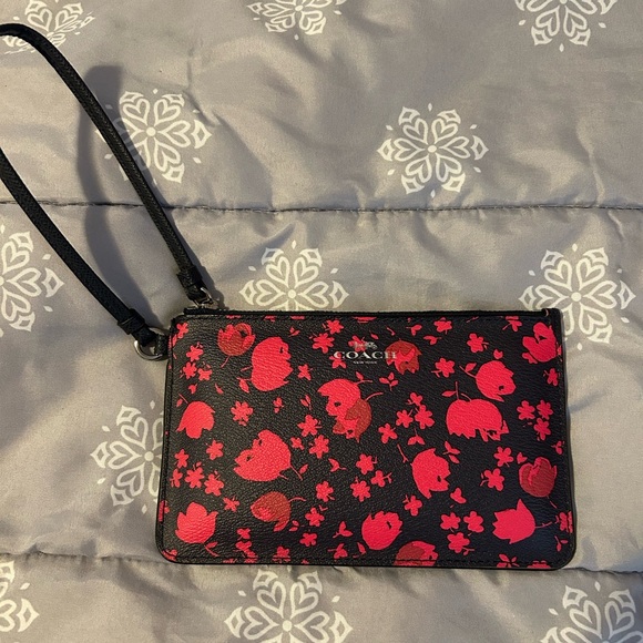Coach Black and Pink Floral Wristlet - Picture 4 of 7